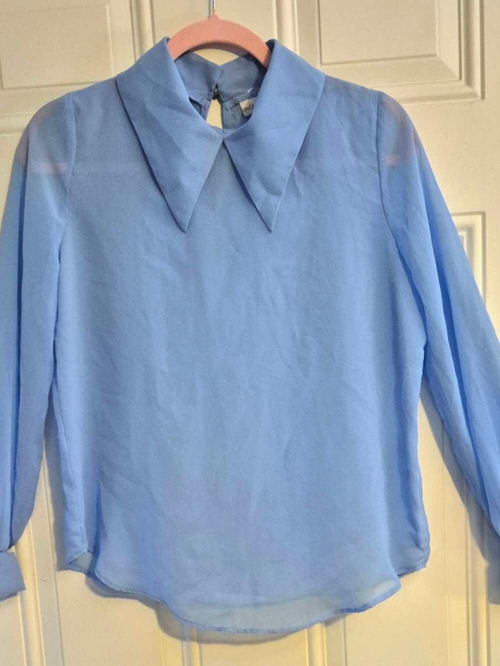 Blue Blouse semi sheer, Eve Mendez. Small